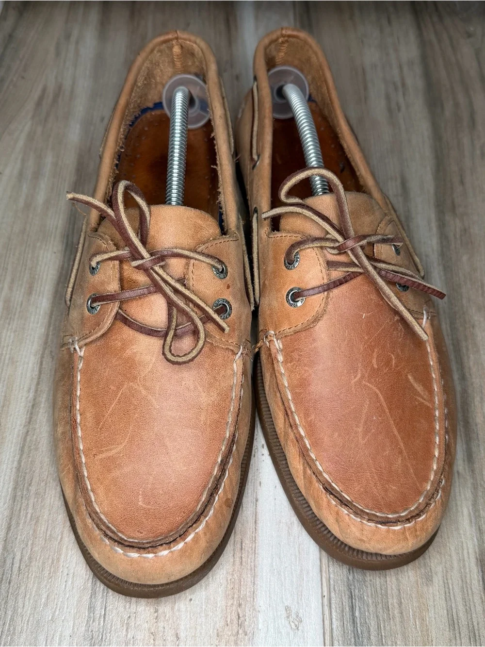 Sperry Top Sider Light Brown Leather 2-Eye Boat Shoes 0197640 Mens Sz 12